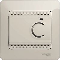 Терморегулятор механический с датчиком с рамкой Systeme Electric Glossa 0С+50С молочный картинка